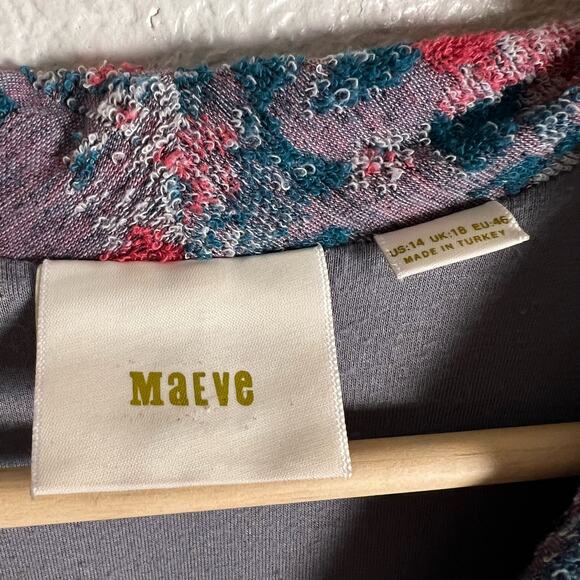 Maeve Anthropologie Gray Jacquard Floral Print Sleeveless Midi Dress Size 14 - Picture 11 of 12